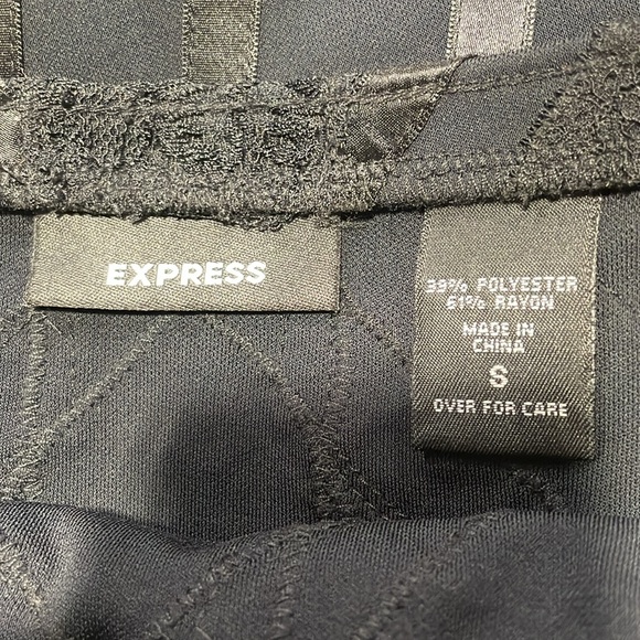 Ladies black flair skirt with satin stripes and lace detailing. - Picture 4 of 5